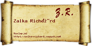 Zalka Richárd névjegykártya
